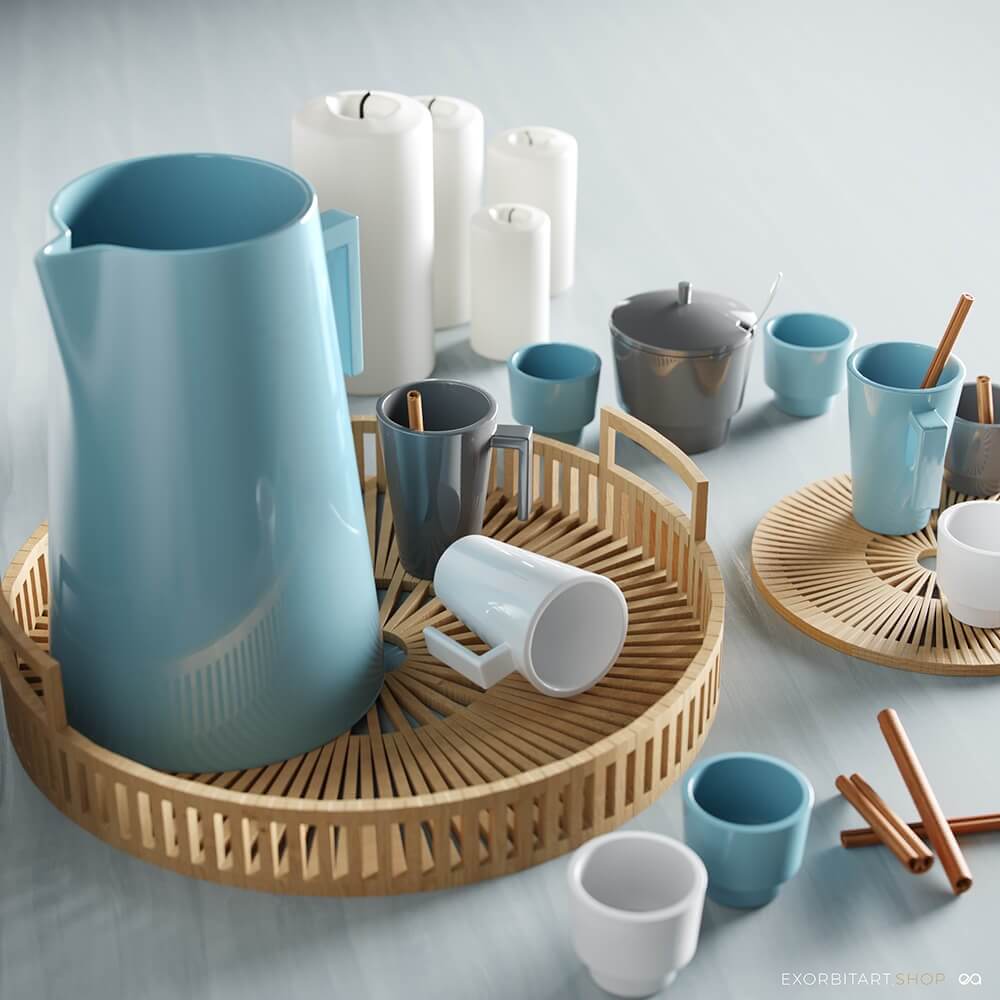 3D model Scandinavian decor for the kitchen visualization